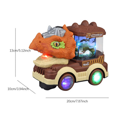 Coche Eléctrico de Dinosaurio con Luces y Música – Juguete Interactivo de Triceratops y Tiranosaurio Rex | Regalo Ideal para Niños