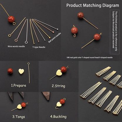 Lote de 100 Piezas de Cabezas de Alambre de Acero Inoxidable - Accesorios para Joyería DIY, Pasadores para Pendientes y Beading