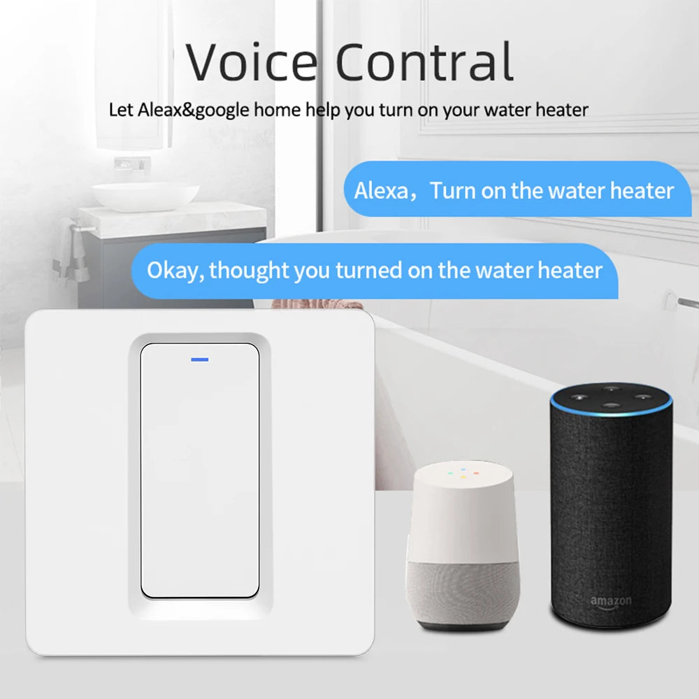 Interruptor Inteligente Wifi/Bluetooth 20A/40A Tuya para Calentadores de Agua y Aire Acondicionado - Control Remoto con Alexa y Google Home