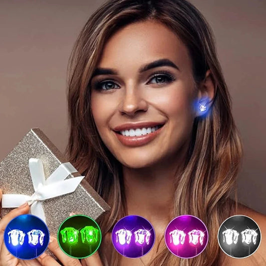 Pendientes LED Luminosos en Forma de Corona - Aretes Brillantes para Mujeres y Niñas, Regalo de San Valentín, Props para Clubes
