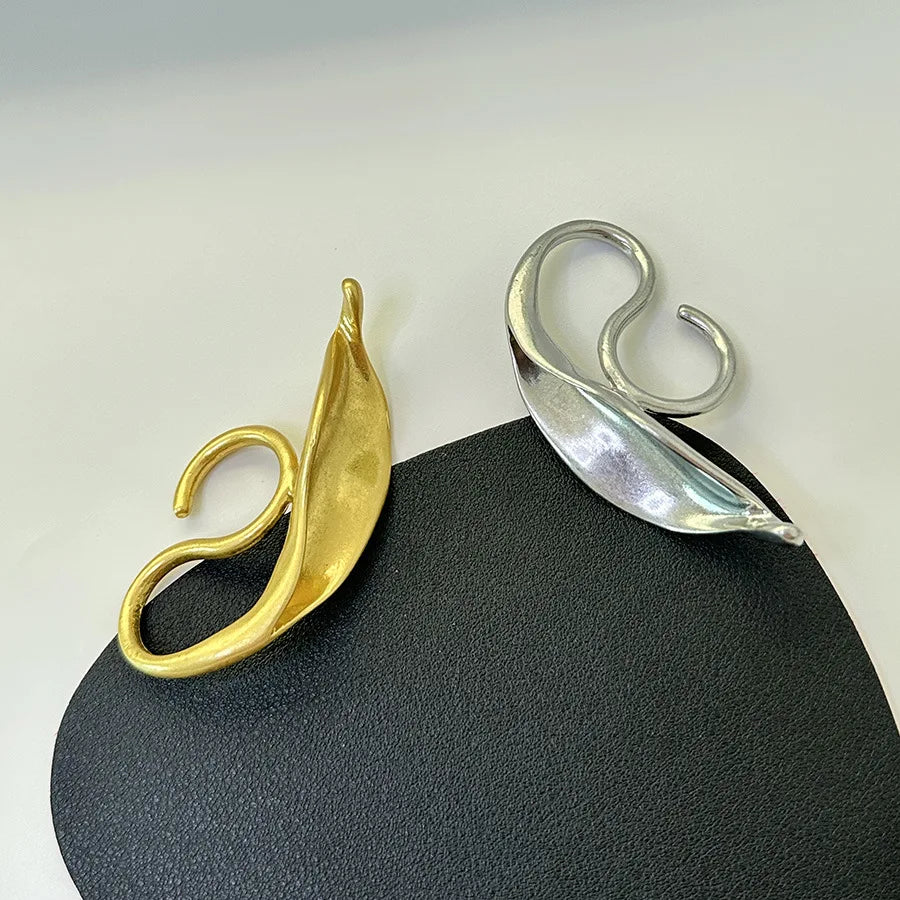 Anillo de Metal con Forma de Hoja Exagerada para Mujer - Joyería Abierta de Estilo Punk Vintage