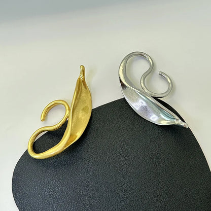 Anillo de Metal con Forma de Hoja Exagerada para Mujer - Joyería Abierta de Estilo Punk Vintage