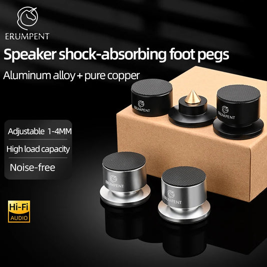 Soportes de Altavoz HiFi - 4 Piezas con Picos de Aluminio y Fibra de Carbono, Ajustables y Antivibración