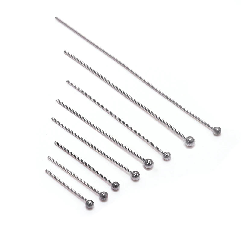 Lote de 100 Piezas de Cabezas de Alambre de Acero Inoxidable - Accesorios para Joyería DIY, Pasadores para Pendientes y Beading
