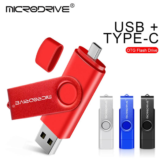 Metal OTG 2 en 1 Pen Drive USB Tipo C | 128GB, 64GB, 32GB, 16GB | Memoria USB Flash con Conector Micro-USB | Alta Velocidad y Durabilidad | Memoria Portátil