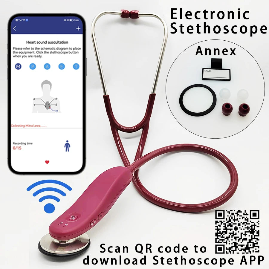 Estetoscopio Digital Inteligente Bluetooth Médico | Grabación, Almacenamiento y Consulta Remota | Ideal para Doctores y Enfermeros
