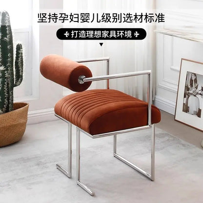 Silla de comedor de diseño minimalista para sala de estar, sillón moderno y simple de acero inoxidable, respaldo creativo para el hogar, silla medieval de ocio