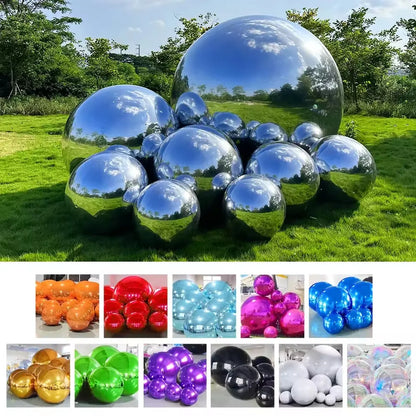 Transforma tu celebración con nuestra Bola de Espejo Inflable Colgante Gigante. Perfecta para bodas y decoraciones de jardín, esta esfera colorida sellada añade un toque mágico a cualquier evento.