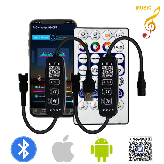 Controlador LED DC5-24V 3Pin con 28 Teclas y Bluetooth - Control Inteligente de Música para Tiras LED RGB 5050