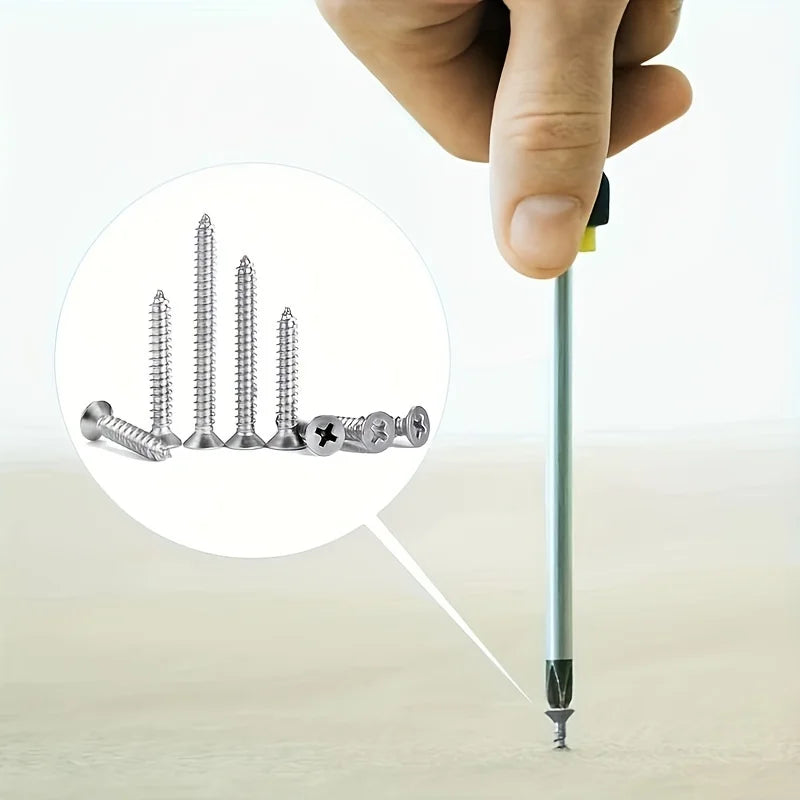 Set de Tornillos Autoperforantes de Madera de 400/800 Piezas - Tornillos Phillips de Cabeza Plana con Tuercas de Bloqueo