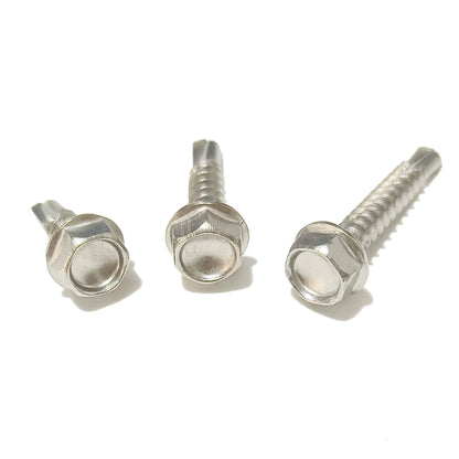 Juego de 20 Tornillos Autoperforantes de Acero Inoxidable 410 para Metal - Hexágono #8, #10, #12