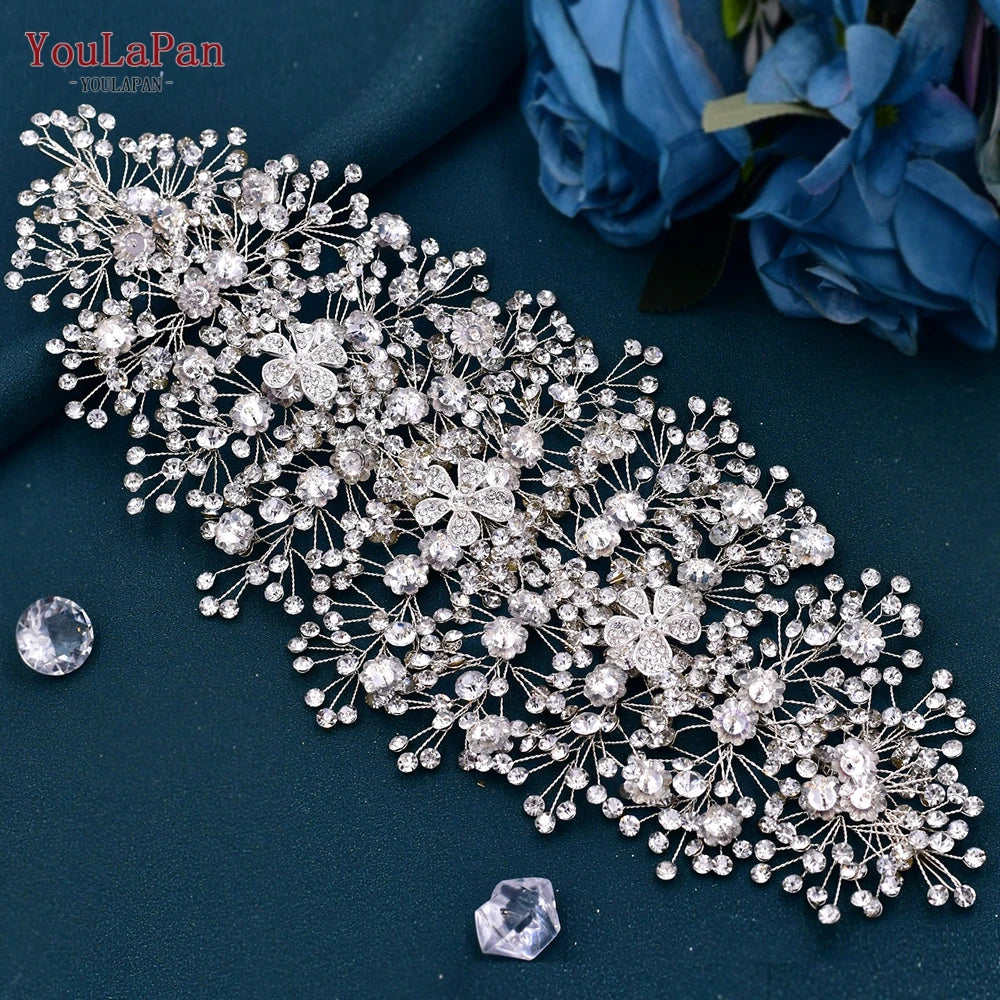Tocado de Novia con Diamantes de Imitación, Conjunto de Pendientes, Tiara Nupcial, Corona de Boda de Cristal, Diadema, Accesorios para el Cabello, HP240