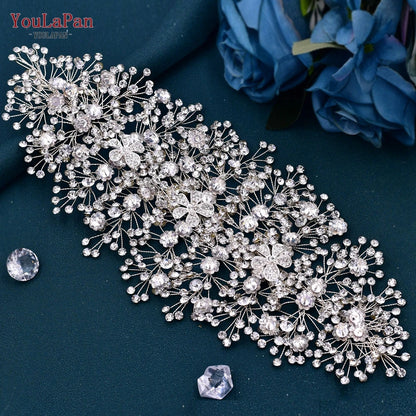 Tocado de Novia con Diamantes de Imitación, Conjunto de Pendientes, Tiara Nupcial, Corona de Boda de Cristal, Diadema, Accesorios para el Cabello, HP240
