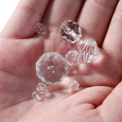 Cuentas Acrílicas Facetadas Transparentes Blancas - 4-16mm - Set de 10 a 300 Piezas para Pulseras y Collares - Accesorios de Fabricación de Joyas