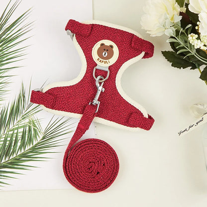Conjunto de Arnés y Correa para Conejo, Chaleco Acolchado para Mascotas, Accesorios Lindos para Caminar al Aire Libre