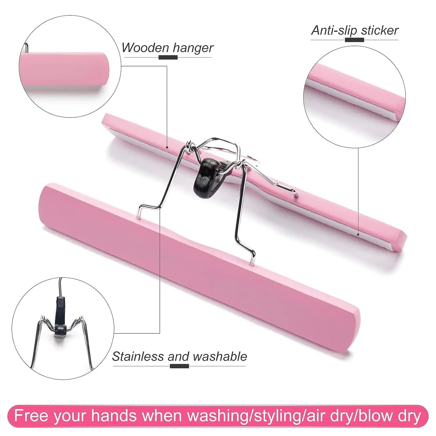 ARLANY-colgador de extensiones de pelo de madera, soporte de almacenamiento de doble cara para postizos, pantalones, percha para ropa, portador de pantalones, soporte para peluca