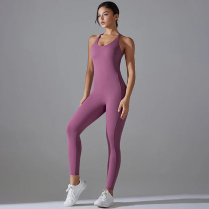 Bodycon Enterizo Deportivo Sin Espalda para Mujer - Push-Up, Yoga y Fitness