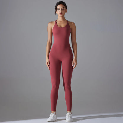 Bodycon Enterizo Deportivo Sin Espalda para Mujer - Push-Up, Yoga y Fitness