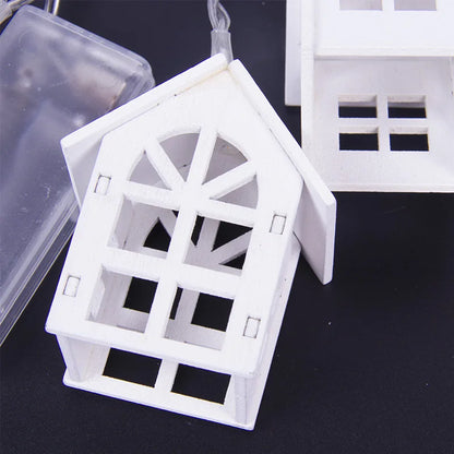 Guirnalda de Luces LED en Forma de Casa de Madera – Decoración para Bodas, Fiestas y Navidad