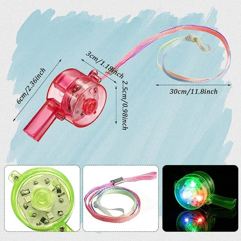 Silbatos luminosos LED (10/30 piezas) – Collar con luces intermitentes para fiestas, bodas y cumpleaños