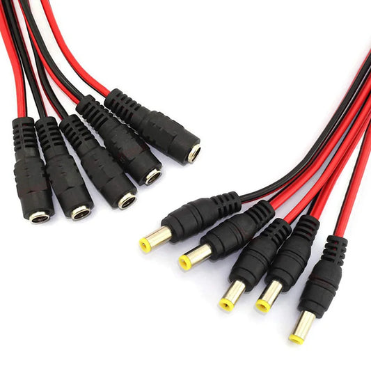 Conectores Macho y Hembra para Tira de Luces LED, Adaptador de Línea de Cable, Fuente de Alimentación 5,5X2,1mm, 12V, Paquetes de 10/20/50 Piezas