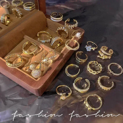 Anillos de Cadena para Mujer y Hombre - Anillo de Acero Inoxidable Bañado en Oro, Tendencia 2024