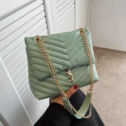 Bolso Casual de Cadena Crossbody para Mujeres - Bolso de Hombro con Rayas de Moda, Gran Capacidad, Diseño con Tapeta, Accesorio Elegante