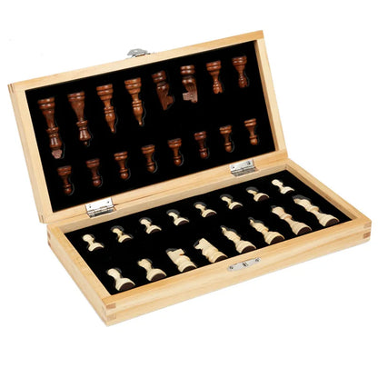 Juego de Ajedrez Magnético de Madera Plegable con Tablero de Fieltro 24cm x 24cm y Almacenamiento Interior, Ideal para Adultos y Niños, Regalo Familiar