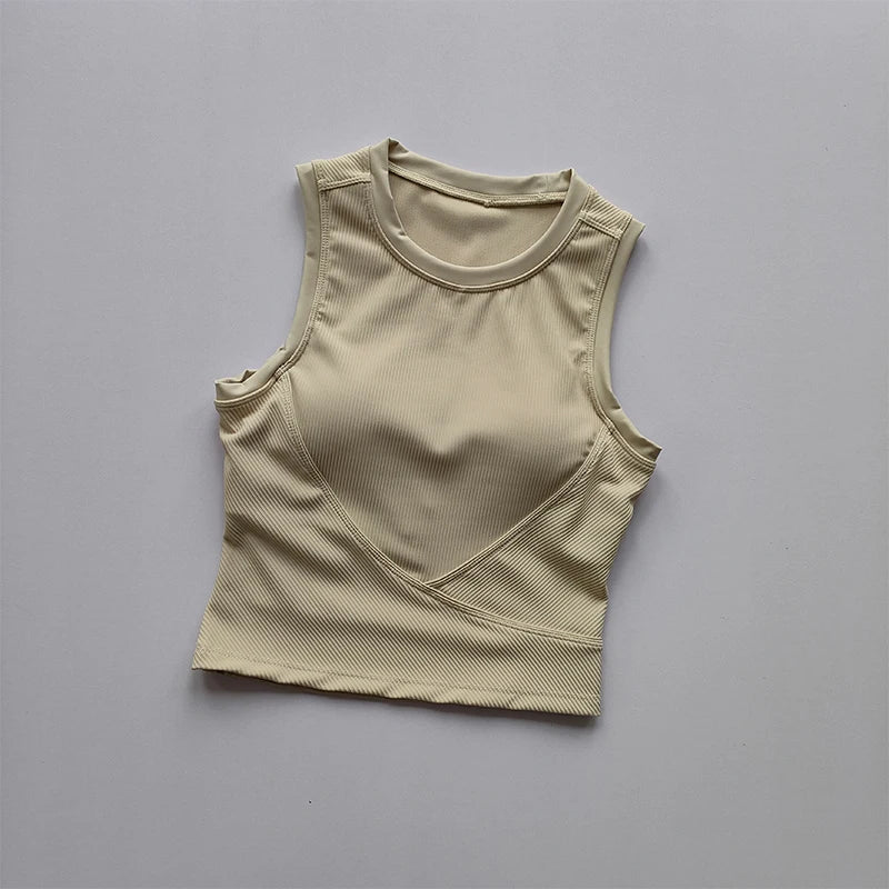 Traje de Yoga, chaleco con tirantes, almohadilla para el pecho, sujetador deportivo para cubrir el pecho, ropa para correr para mujer, Top ajustado y adelgazante para Fitness