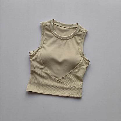 Traje de Yoga, chaleco con tirantes, almohadilla para el pecho, sujetador deportivo para cubrir el pecho, ropa para correr para mujer, Top ajustado y adelgazante para Fitness