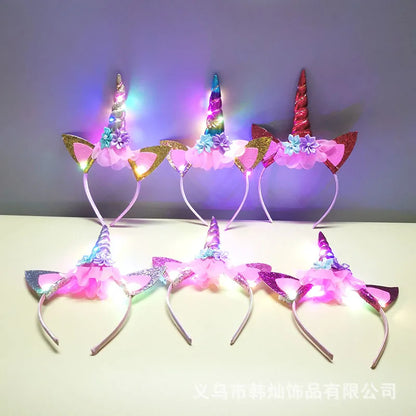Diadema Unicornio Luminosa Rosa para Niñas | Accesorio Dulce y Único para Fiestas de Halloween