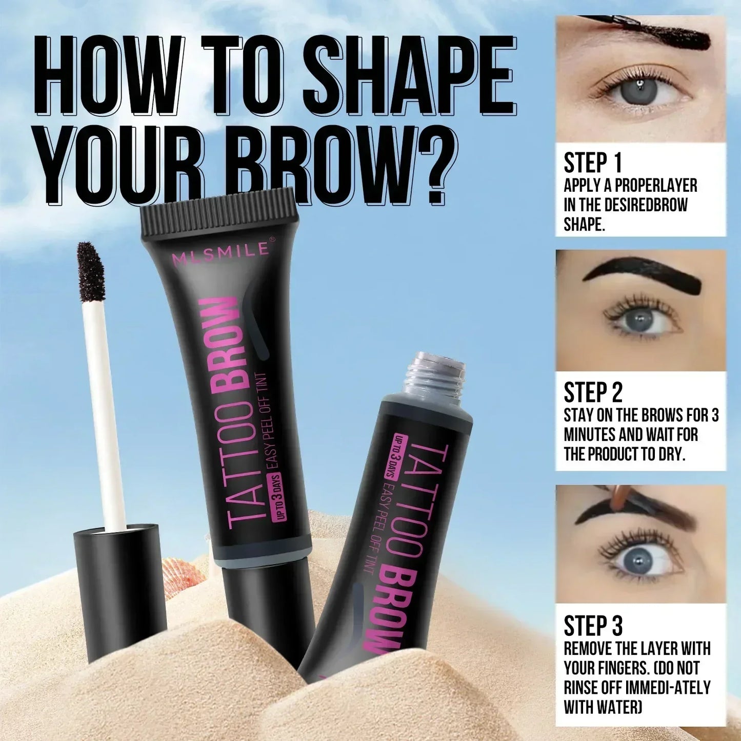 Crema de Tinte para Cejas Semipermanente Waterproof, Gel para Tatuaje de Cejas de 3 Días de Larga Duración, Desprendible, Maquillaje Cosmético
