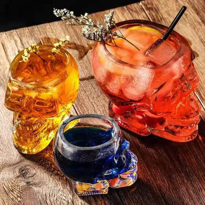 Taza de Cristal Transparente con Cabeza de Calavera - Vaso para Café, Jugo, Whisky, Vino y Cerveza, Perfecto para Halloween