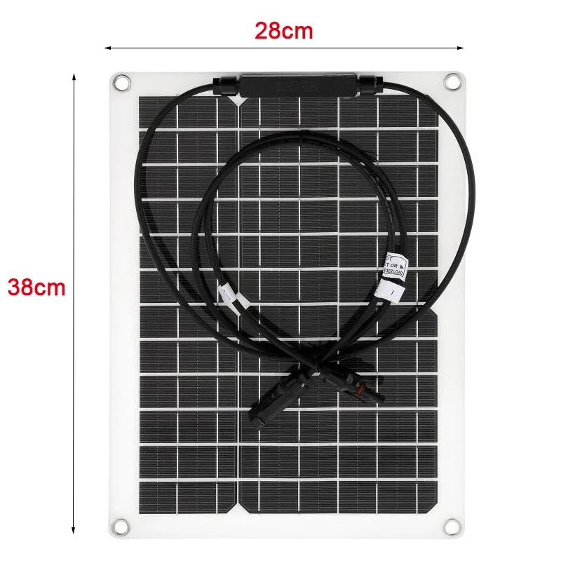 Panel Solar Flexible 30W-600W con Cargador Dual USB y Controlador 10A-100A – Energía Eficiente para Móviles y Vehículos