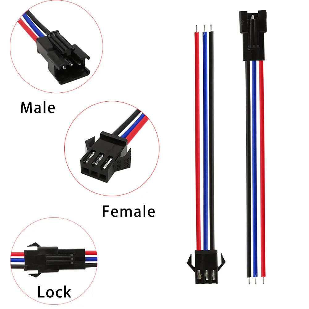 Conectores LED SM JST de 2/3/4/5/6 Pines, Cable Adaptador para Tirar LED, 5 Pares (10 Piezas) Conector Macho y Hembra