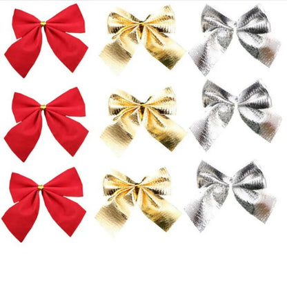 Colgantes de Árbol de Navidad - Set de 12 Piezas de Adornos en Forma de Pajarita para Decoración Festiva