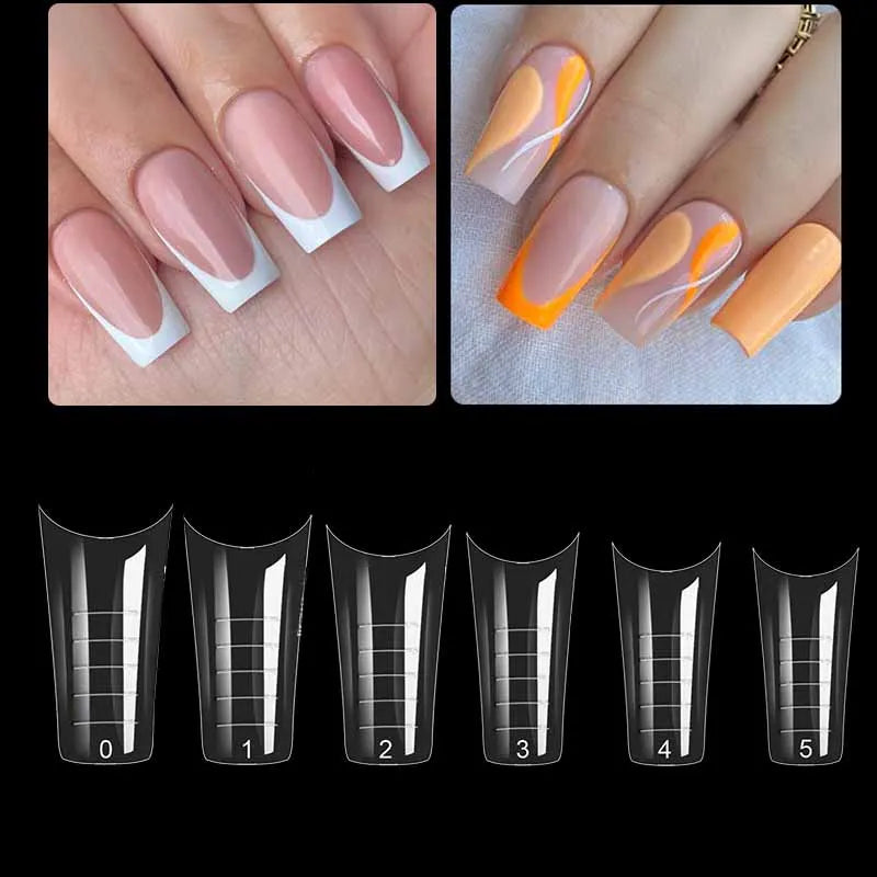 Molde de Puntas de Extensión de Uñas Dobles - Herramienta de Manicura Artística DIY, 60 Piezas