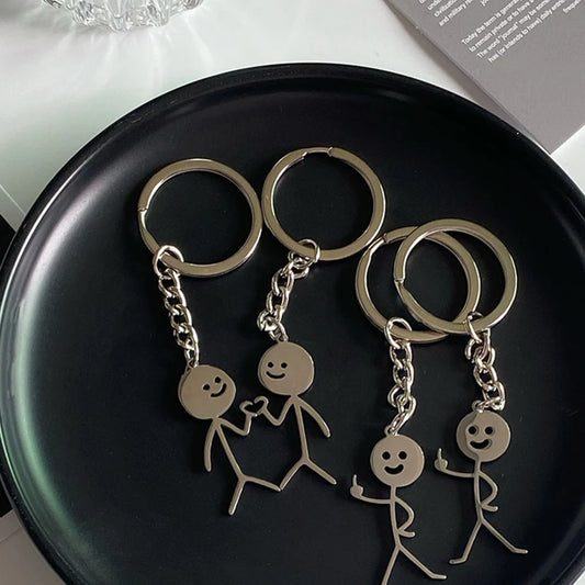 Llavero Divertido para Parejas – Diseño Creativo de Corazón a Corazón y Mano con Dedos, Regalo para Enamorados