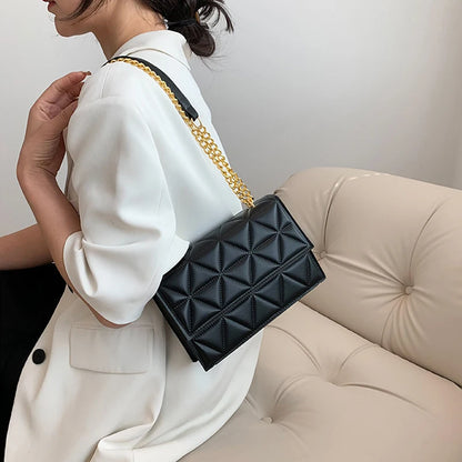 Bolso de Mano de Cuero PU con Cadena para Mujer, Diseño de Cuadros, Bandolera de Verano, Bolso de Mano Cuadrado para Dama