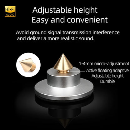 Soportes de Altavoz HiFi - 4 Piezas con Picos de Aluminio y Fibra de Carbono, Ajustables y Antivibración