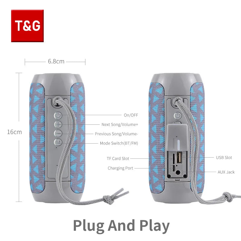 TG117 Altavoces Bluetooth Portátiles - Caja de Sonido Inalámbrica Impermeable con Surround Estéreo