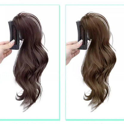 Peluca rizada de cola de caballo alta para mujer, de 30cm, cabello largo, Clip de tiburón trenzado, fuente de cascada, moda
