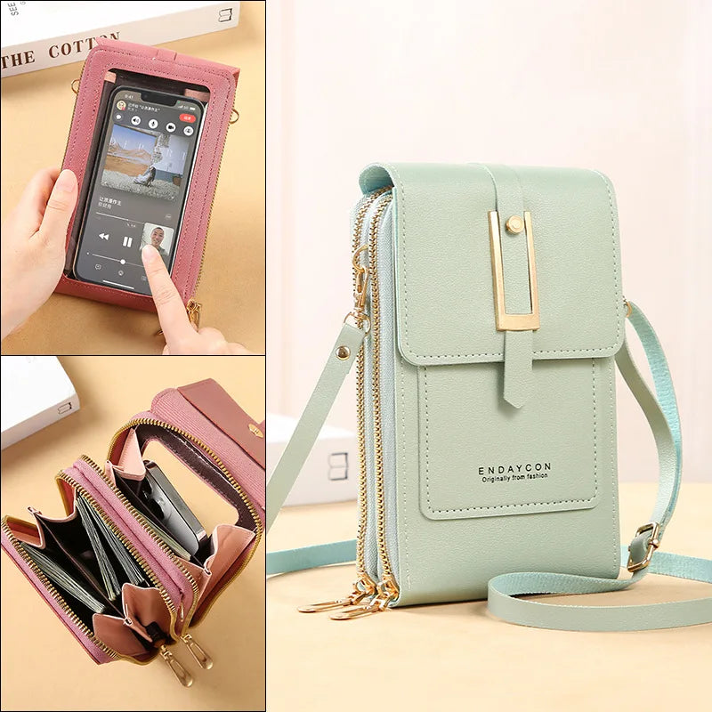 Bolsas para Mujeres con Pantalla Táctil – Monedero de Cuero Suave, Crossbody Bag Pequeña y Barata