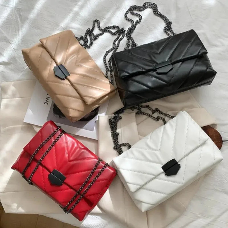 Nuevos Bolsos Crossbody Casual con Cadena para Mujer, Bolso de Hombro Sencillo de Moda, Bolsos de Diseñadora para Mujer, Bolsos Mensajeros de Cuero PU
