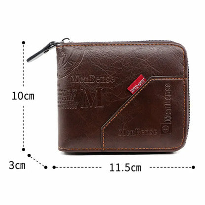 Nueva Billetera Hombre Clásica de Cuero PU con Cremallera y Bolsillo para Monedas