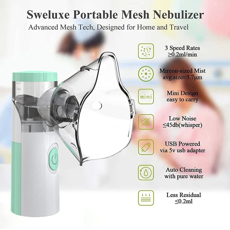 Nebulizador Médico Portátil Mini - Inhalador para Asma y Enfermedades Respiratorias, Terapia en Casa para Adultos y Niños