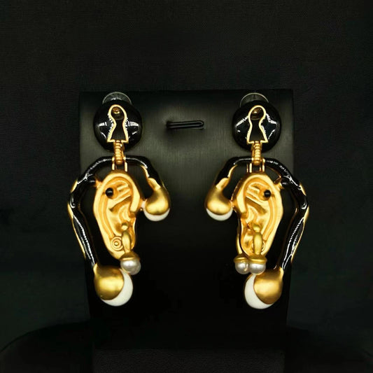 Pendientes Vintage de Perlas con Borlas de Ojo - Elegancia Clásica para Mujer