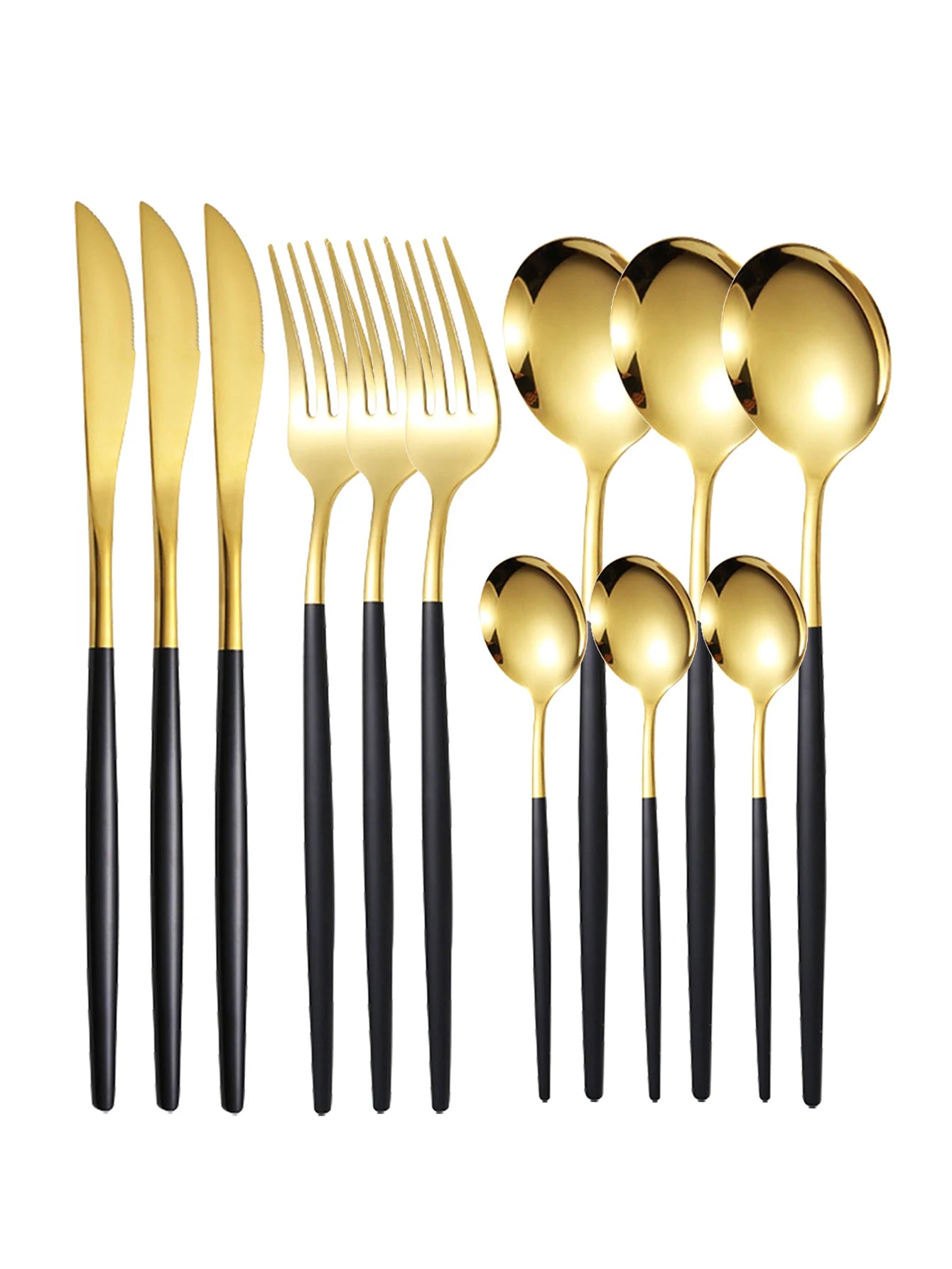 Set de Cubiertos Finos de Acero Inoxidable de 12 Piezas | Cuchillos de Bistec y Tenedores Portugal, Cucharas de Postre y Café