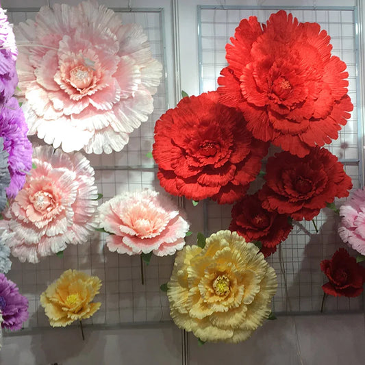 Flor de boda de seda Artificial grande, cabeza de peonía, flores gigantes para bricolaje, decoración de pared de fondo de flores, varios tamaños
