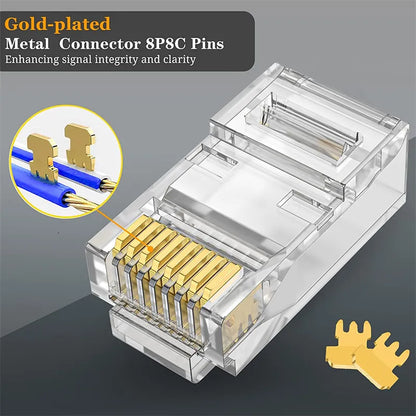 Conector RJ45 Cat6 de NASTAKO - 20/50/100 Unidades de Conectores Modulares 8P8C para Cable Ethernet CAT6 Cat5e con Tapones RJ45 de 6.5mm
